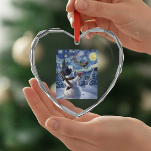 Christmas Snowman Starry Night Heart Crystal Glass Ornament TS14 Print Your Wear