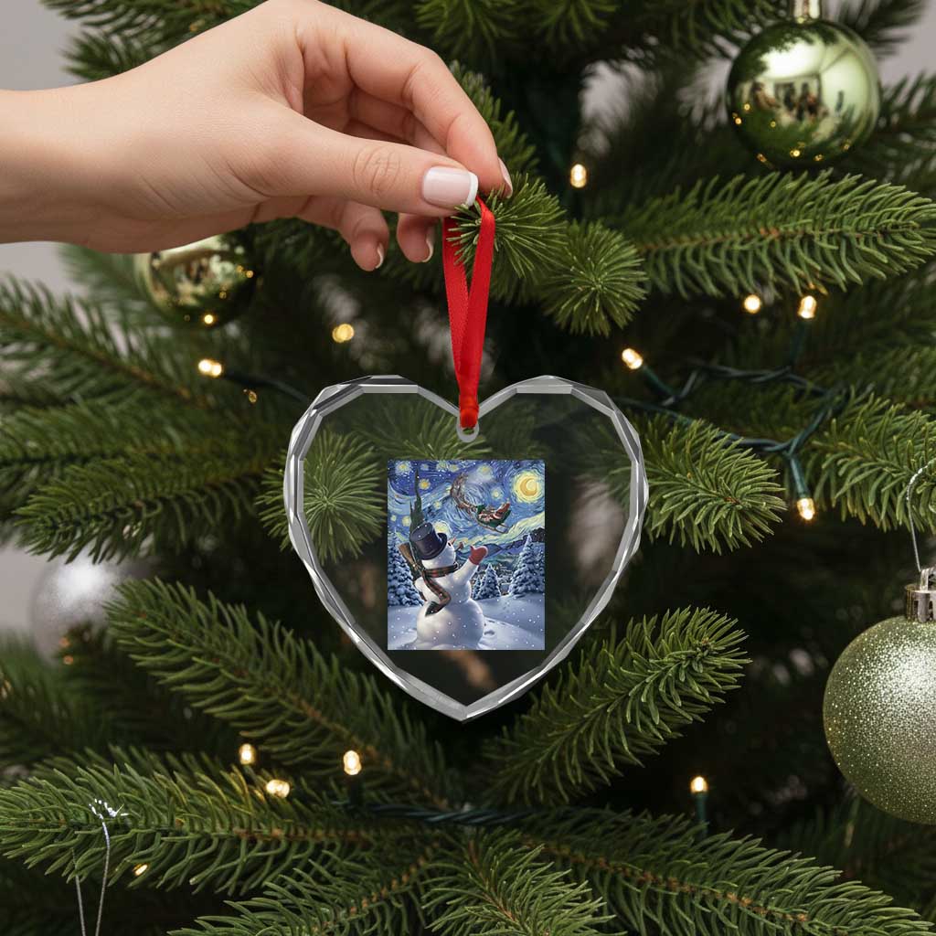 Christmas Snowman Starry Night Heart Crystal Glass Ornament TS14 Print Your Wear