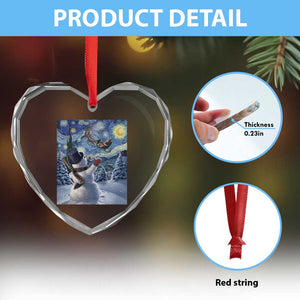 Christmas Snowman Starry Night Heart Crystal Glass Ornament TS14 Print Your Wear