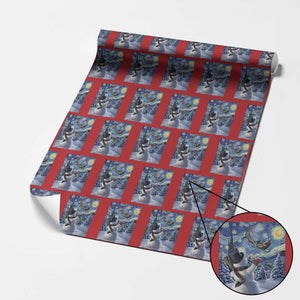 Christmas Snowman Starry Night Wrapping Paper Roll TS14 Red Print Your Wear