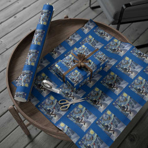 Christmas Snowman Starry Night Wrapping Paper Roll TS14 Blue Print Your Wear