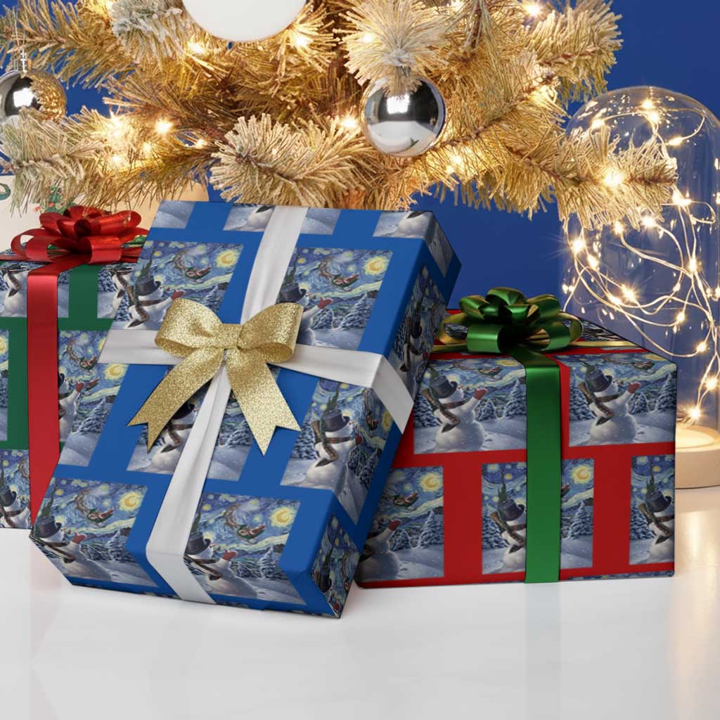 Christmas Snowman Starry Night Wrapping Paper Roll TS14 Print Your Wear