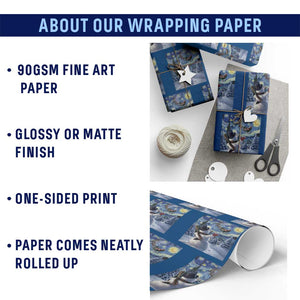 Christmas Snowman Starry Night Wrapping Paper Roll TS14 Print Your Wear
