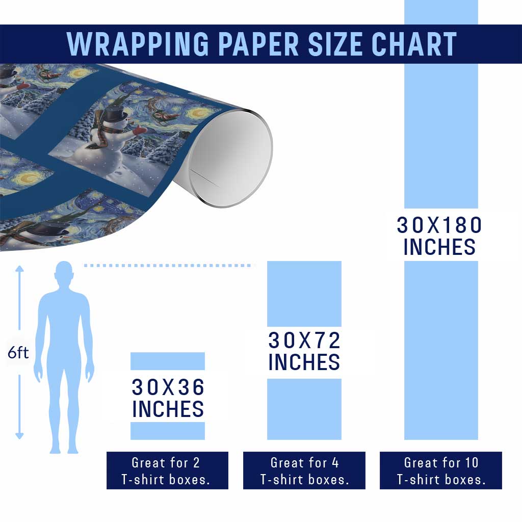 Christmas Snowman Starry Night Wrapping Paper Roll TS14 Print Your Wear
