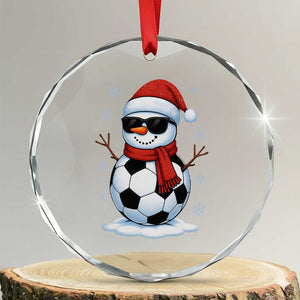 Christmas Soccer Snowman Crystal Glass Ornament Snowflakes Holiday Sports Xmas Pajamas Red Santa Hat TS10 Transparent Glass 3'' Circle Print Your Wear