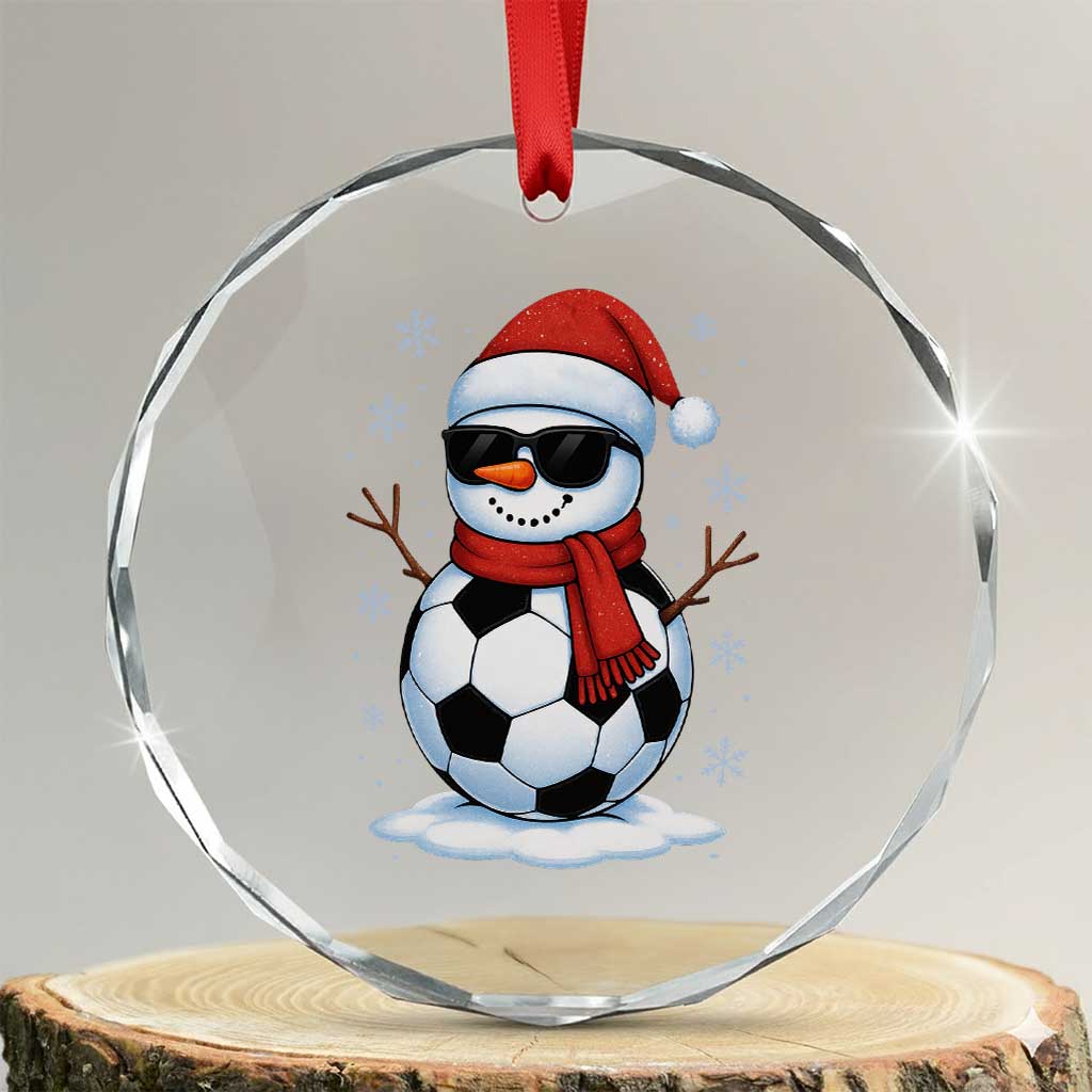 Christmas Soccer Snowman Crystal Glass Ornament Snowflakes Holiday Sports Xmas Pajamas Red Santa Hat TS10 Transparent Glass 3'' Circle Print Your Wear