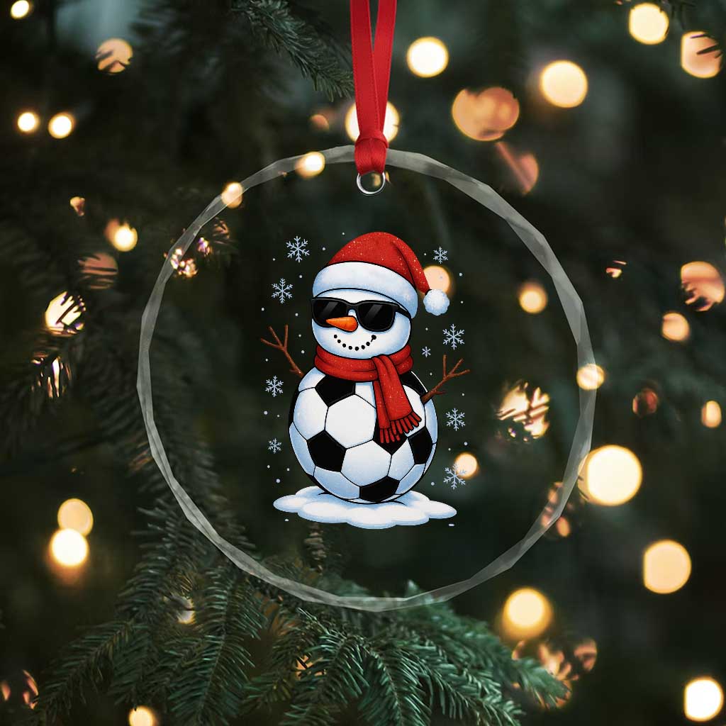 Christmas Soccer Snowman Crystal Glass Ornament Snowflakes Holiday Sports Xmas Pajamas Red Santa Hat TS10 Print Your Wear
