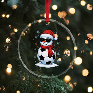 Christmas Soccer Snowman Crystal Glass Ornament Snowflakes Holiday Sports Xmas Pajamas Red Santa Hat TS10 Print Your Wear