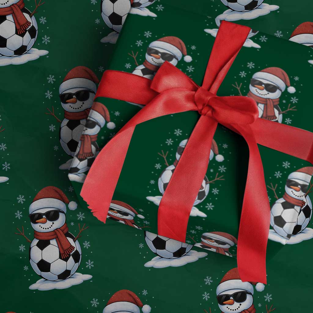 Christmas Soccer Snowman Wrapping Paper Roll Snowflakes Holiday Sports Xmas Pajamas Red Santa Hat TS10 Green Print Your Wear