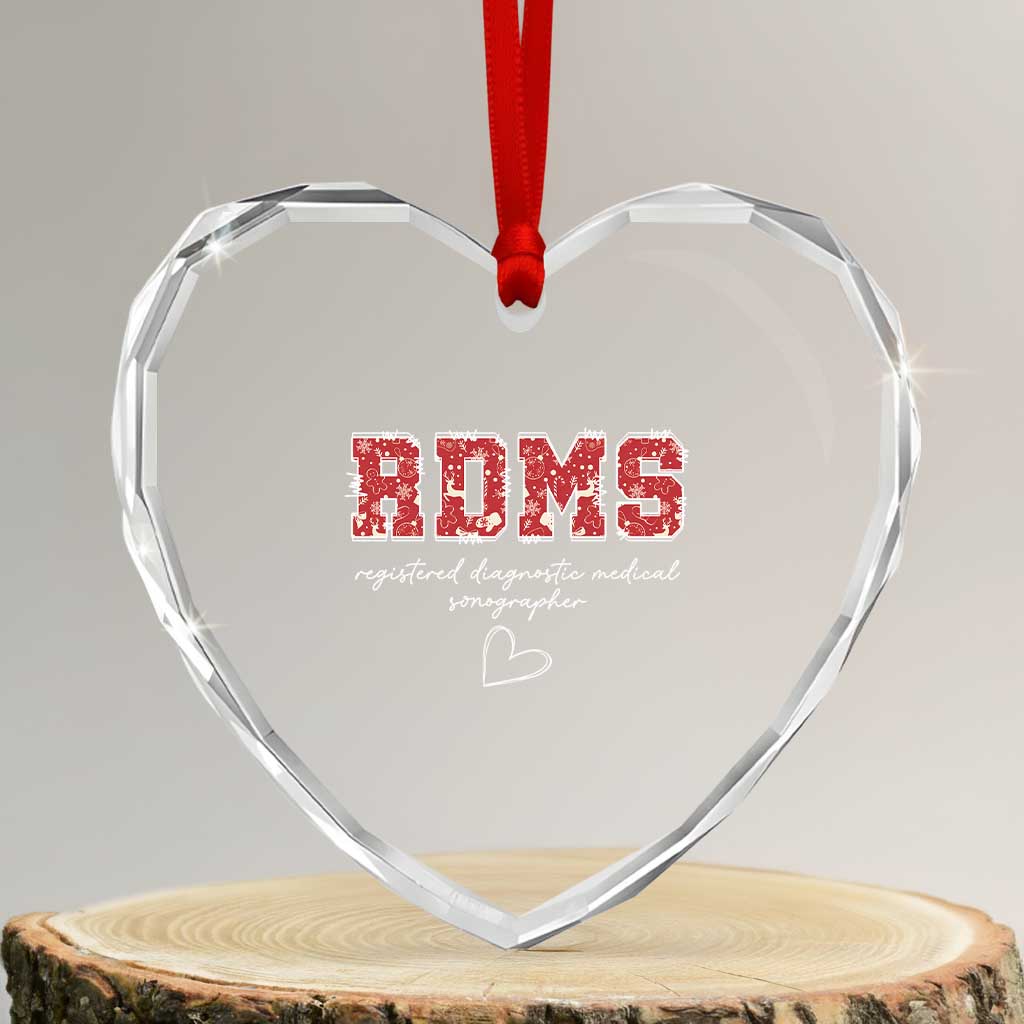 Christmas Sonographer Heart Crystal Glass Ornament RDMS Ultrasound Tech Technologist Gift TS10 Transparent Glass 3'' Heart Print Your Wear