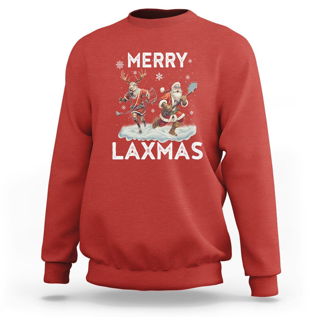 Christmas Sport Sweatshirt Merry LAXMAS Santa Reindeer Play Lacrosse TS09 Red Printyourwear