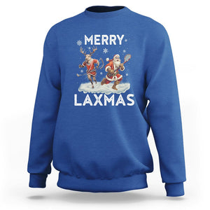 Christmas Sport Sweatshirt Merry LAXMAS Santa Reindeer Play Lacrosse TS09 Royal Blue Printyourwear