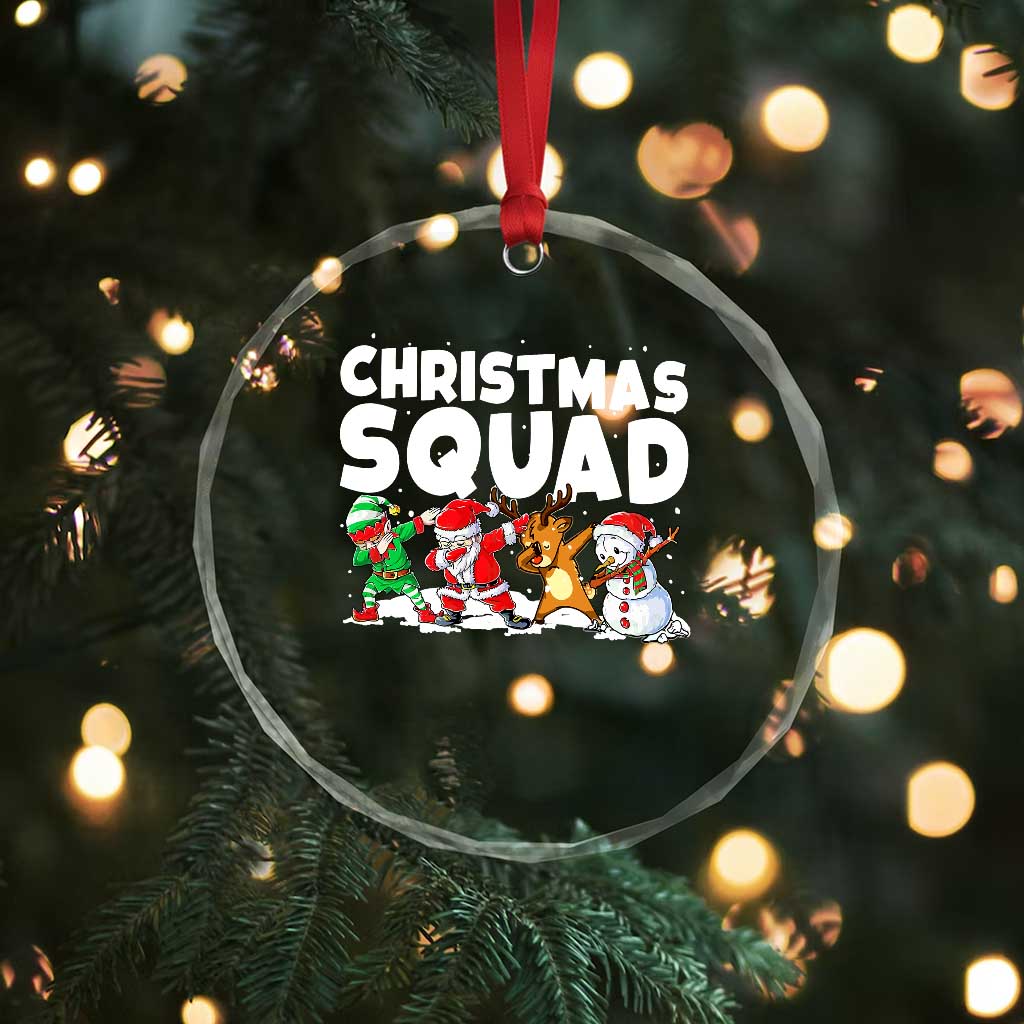 Christmas Squad Crystal Glass Ornament Santa Dabbing Elf Family Matching Pajamas TS10 Print Your Wear
