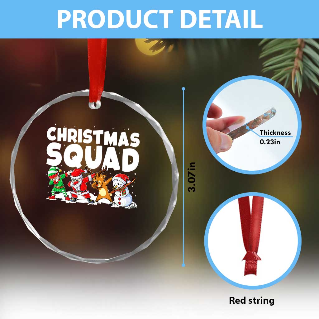 Christmas Squad Crystal Glass Ornament Santa Dabbing Elf Family Matching Pajamas TS10 Print Your Wear