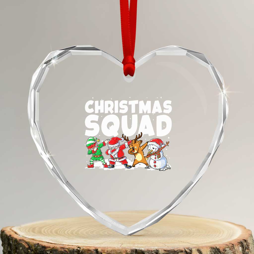 Christmas Squad Heart Crystal Glass Ornament Santa Dabbing Elf Family Matching Pajamas TS10 Transparent Glass 3'' Heart Print Your Wear