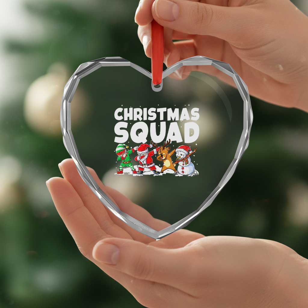 Christmas Squad Heart Crystal Glass Ornament Santa Dabbing Elf Family Matching Pajamas TS10 Print Your Wear