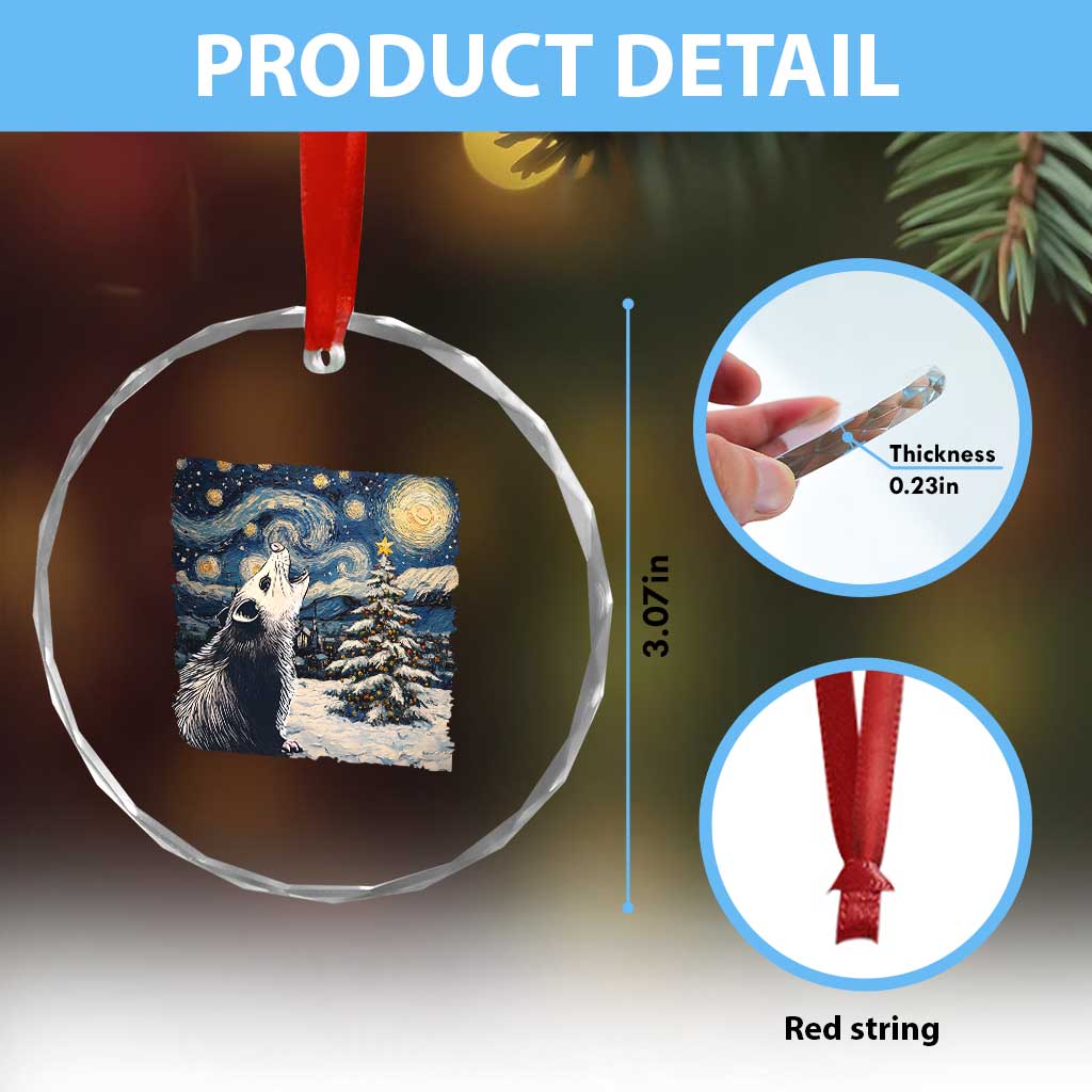 Christmas Starry Night Opossum Crystal Glass Ornament TS09 Print Your Wear