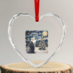 Christmas Starry Night Opossum Heart Crystal Glass Ornament TS09 Transparent Glass 3'' Heart Print Your Wear