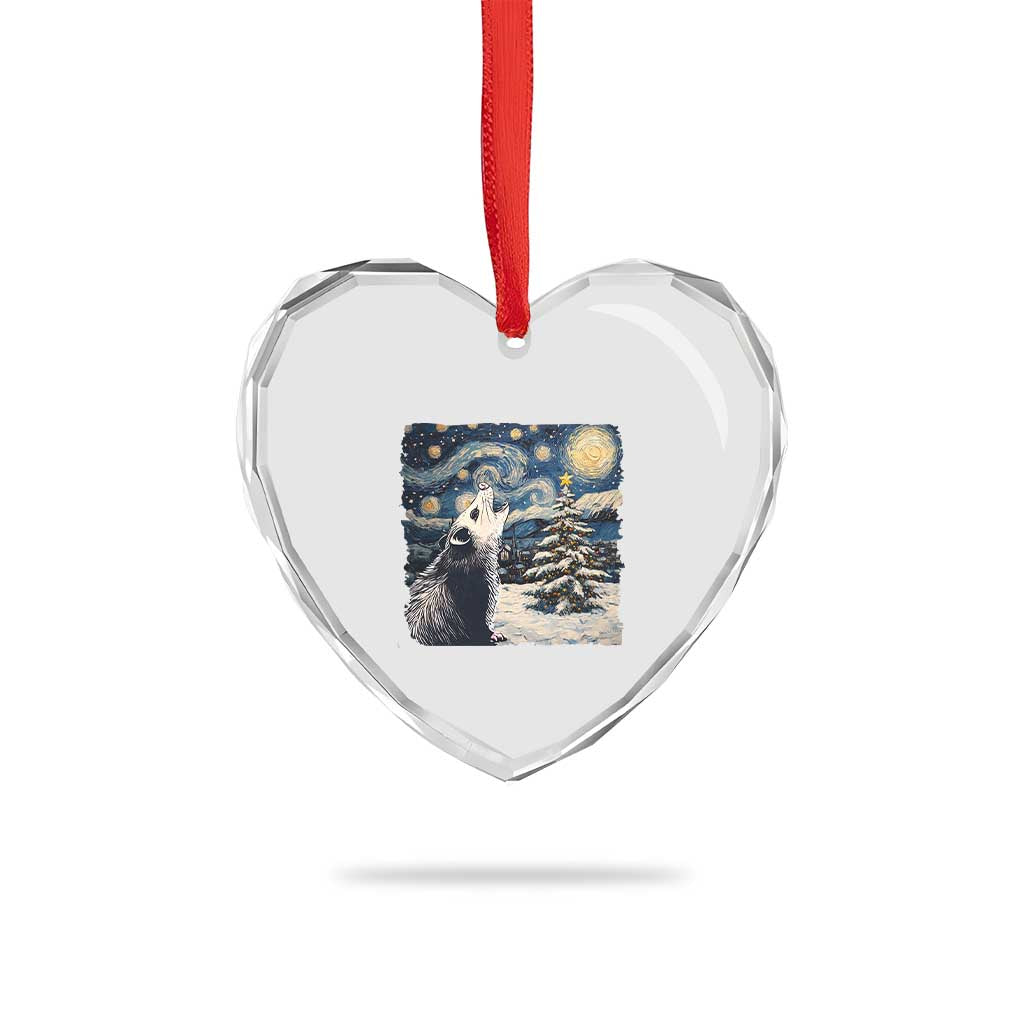 Christmas Starry Night Opossum Heart Crystal Glass Ornament TS09 Print Your Wear