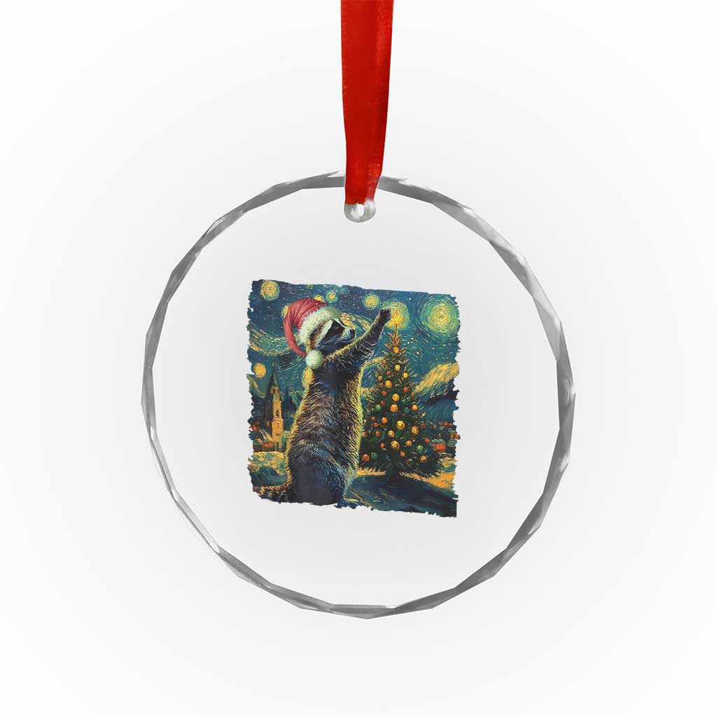Christmas Starry Night Raccoon Crystal Glass Ornament TS09 Print Your Wear