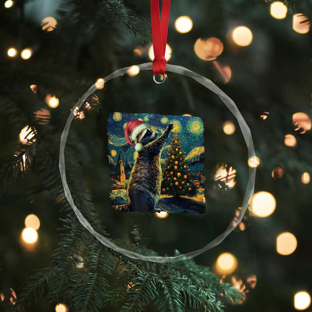Christmas Starry Night Raccoon Crystal Glass Ornament TS09 Print Your Wear