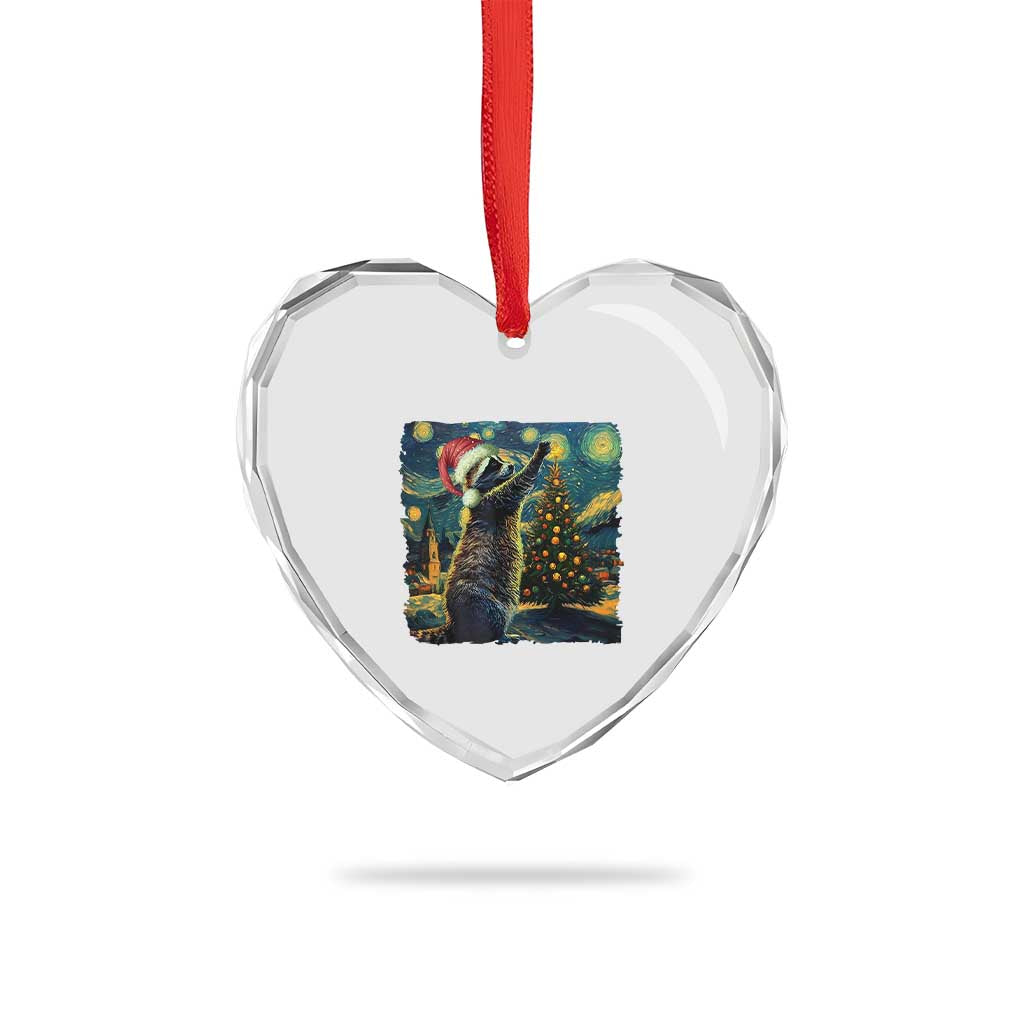 Christmas Starry Night Raccoon Heart Crystal Glass Ornament TS09 Print Your Wear
