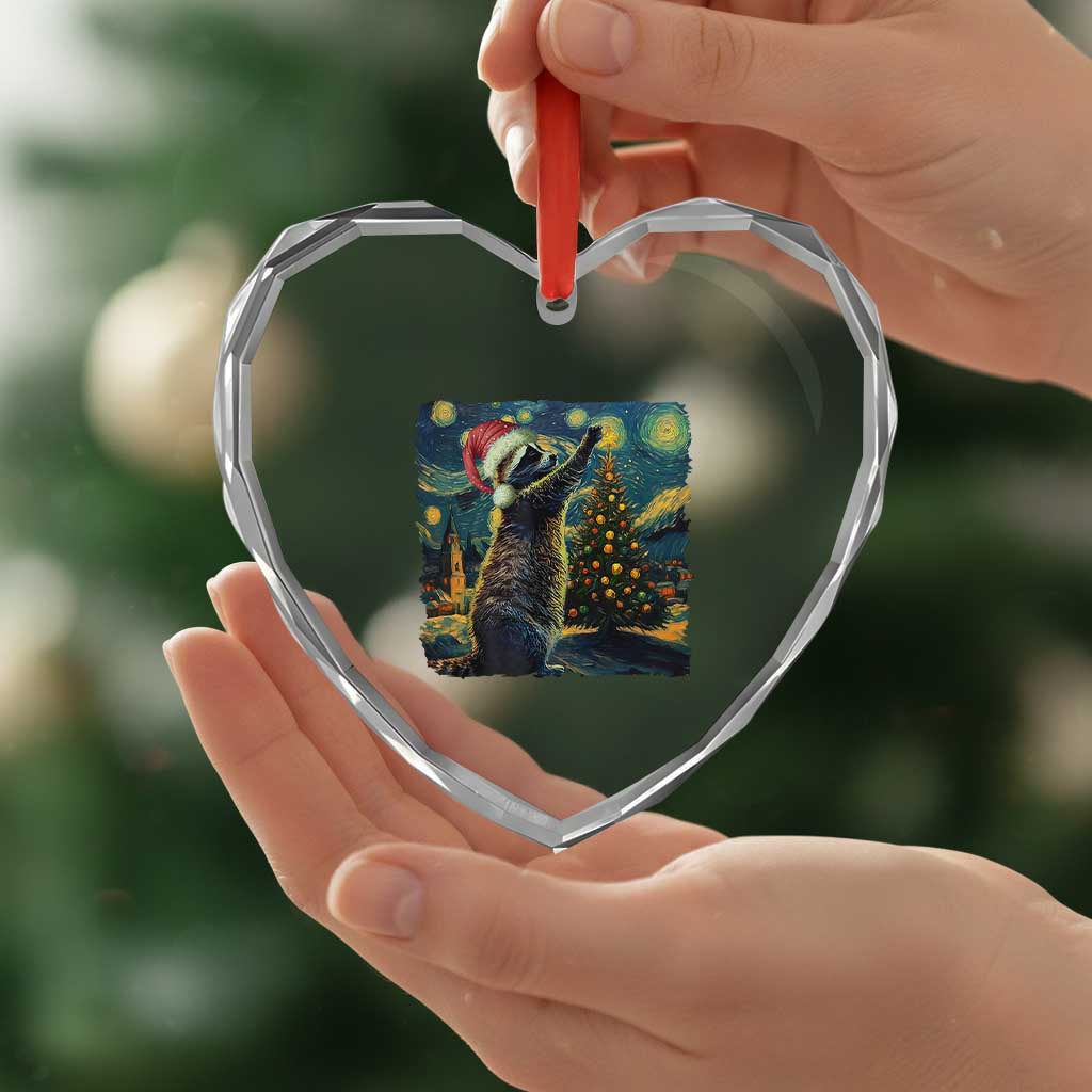 Christmas Starry Night Raccoon Heart Crystal Glass Ornament TS09 Print Your Wear