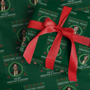 Christmas Sucks FALSE Christmas Is Awesome Wrapping Paper Roll Funny Xmas Office Holiday Humor TS02 Green Print Your Wear