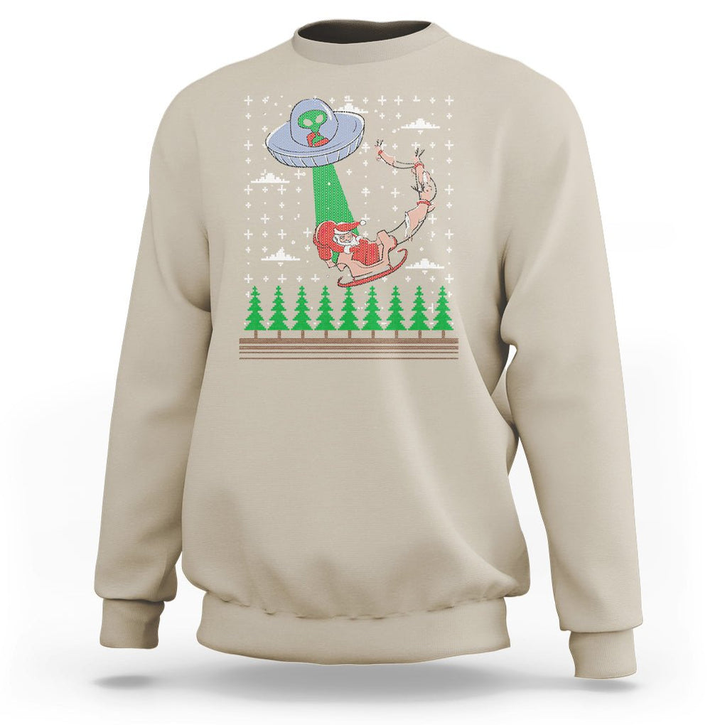 Christmas Sweatshirt Alien Invasion Space UFO Catch Santa TS09 Sand Printyourwear