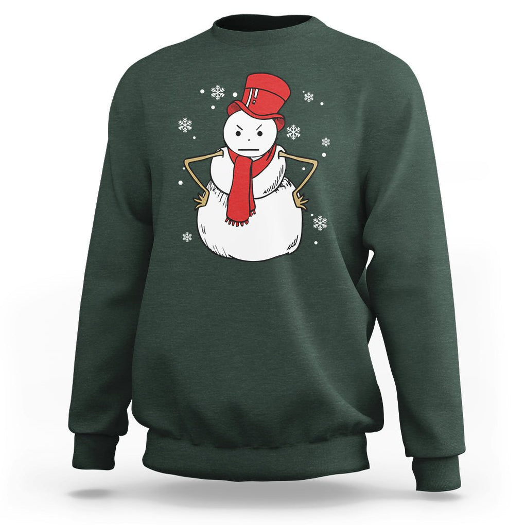 Christmas Sweatshirt Angry Snowman Funny Xmas TS09 Dark Forest Green Printyourwear