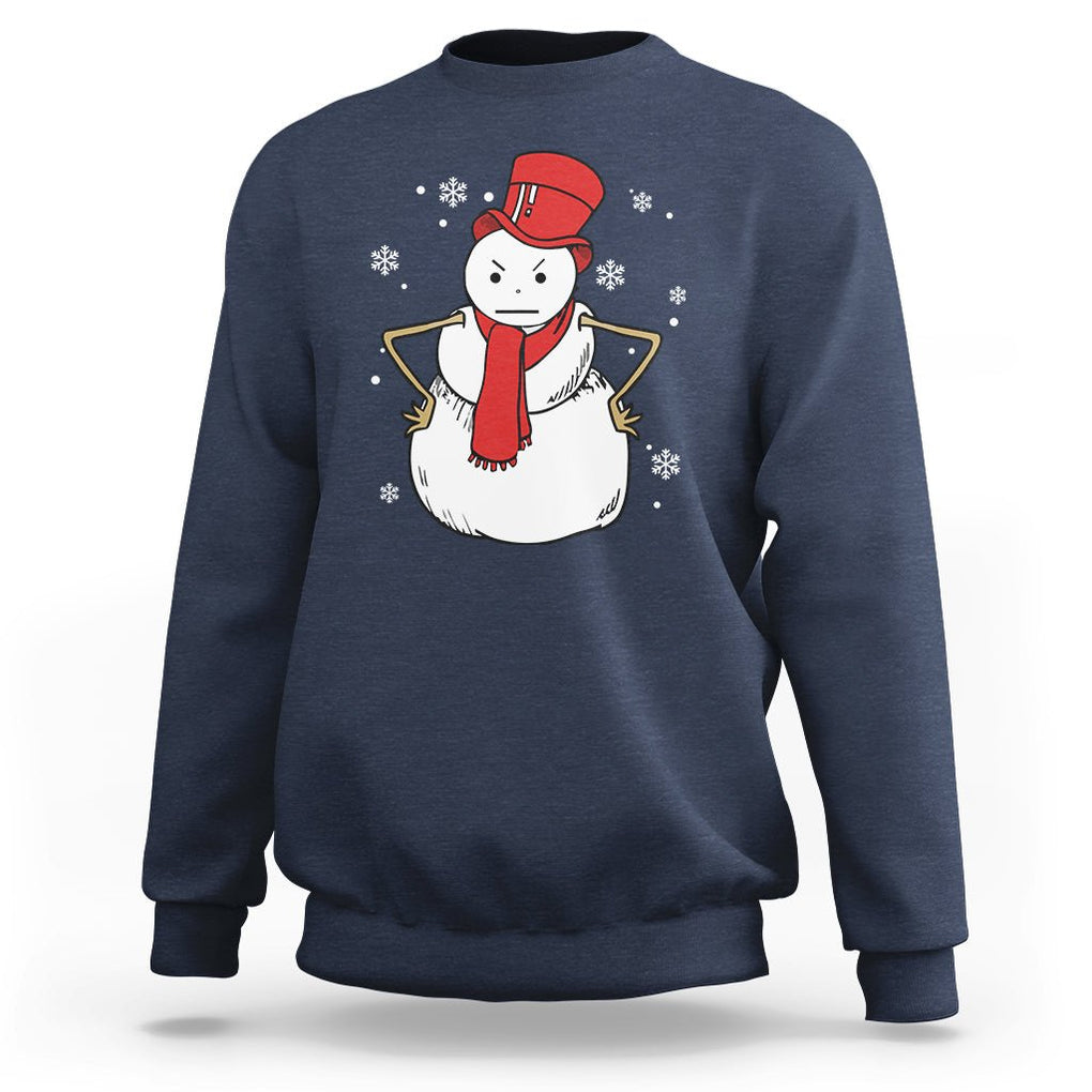 Christmas Sweatshirt Angry Snowman Funny Xmas TS09 Navy Printyourwear