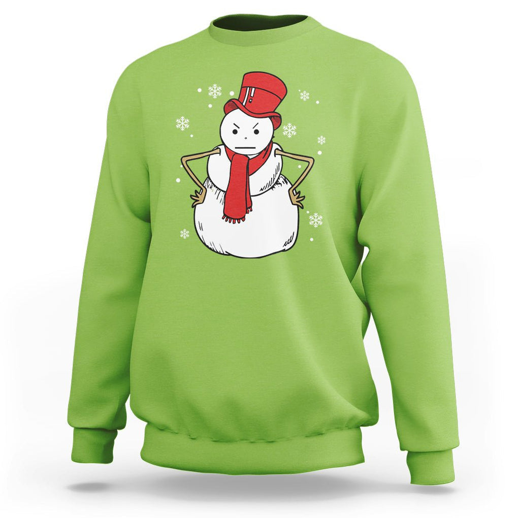 Christmas Sweatshirt Angry Snowman Funny Xmas TS09 Lime Printyourwear