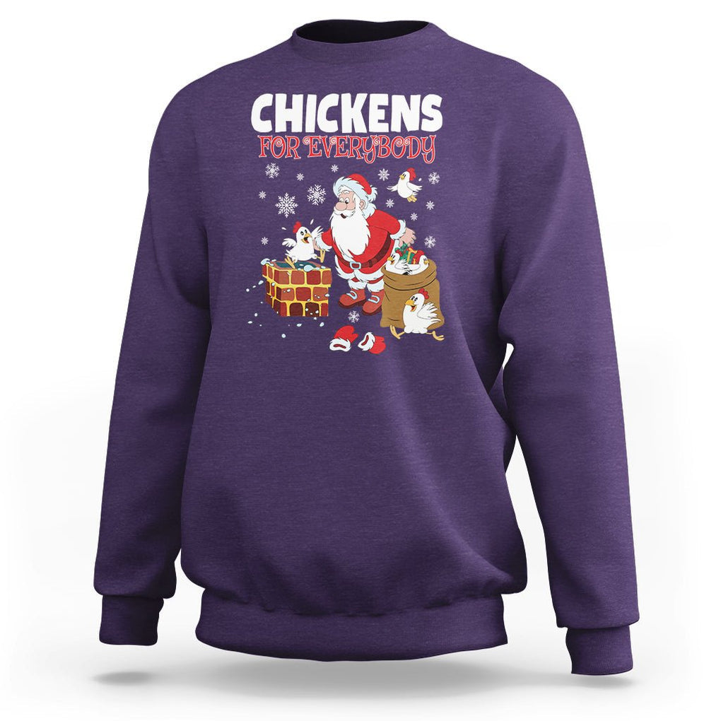 Christmas Sweatshirt Chickens For Everybody Santa Present Chimney TS09 Purple Printyourwear