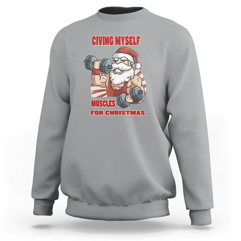 Christmas Sweatshirt Civing Muscles Santa Weightlifting Gymer TS09 Sport Gray Printyourwear