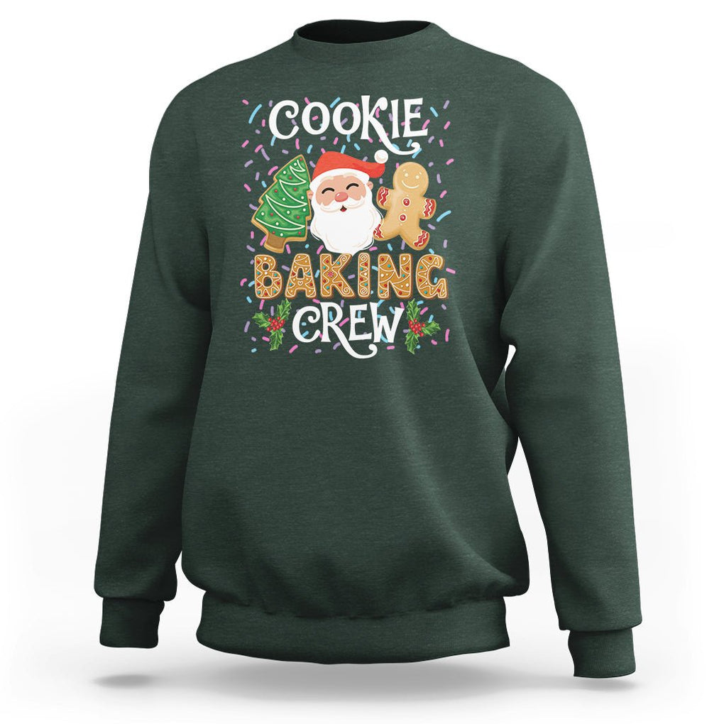 Christmas Sweatshirt Cookie Baking Crew Santa Xmas Tree Gingerbread TS09 Dark Forest Green Printyourwear