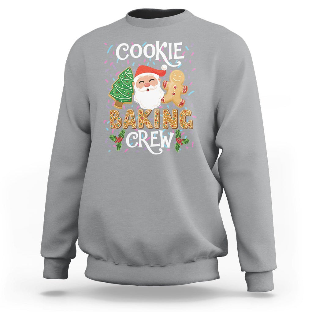 Christmas Sweatshirt Cookie Baking Crew Santa Xmas Tree Gingerbread TS09 Sport Gray Printyourwear
