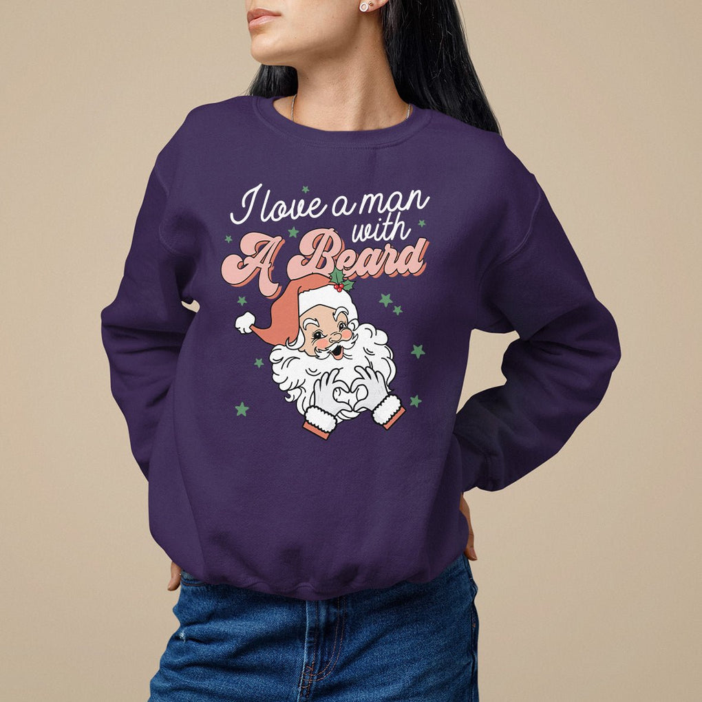 Christmas Sweatshirt I Love A Man With A Beard Santa Xmas TS09 Purple Printyourwear