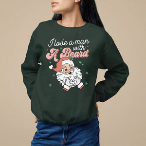 Christmas Sweatshirt I Love A Man With A Beard Santa Xmas TS09 Dark Forest Green Printyourwear