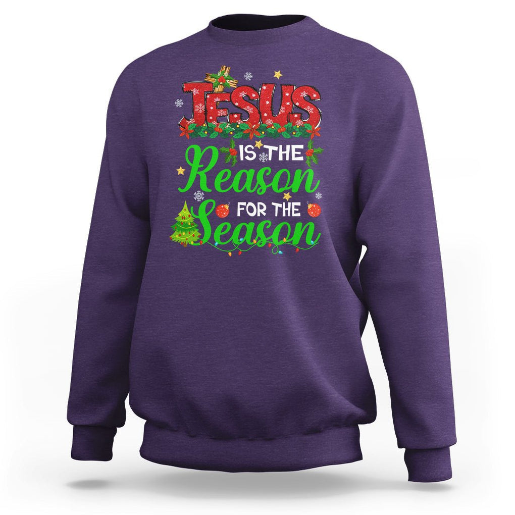 Christmas Sweatshirt Jesus Is The Reason For The Season TS09 Purple Printyourwear