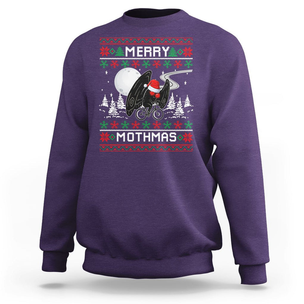 Christmas Sweatshirt Merry Mothmas Santa Mothman Xmas Night TS09 Purple Printyourwear