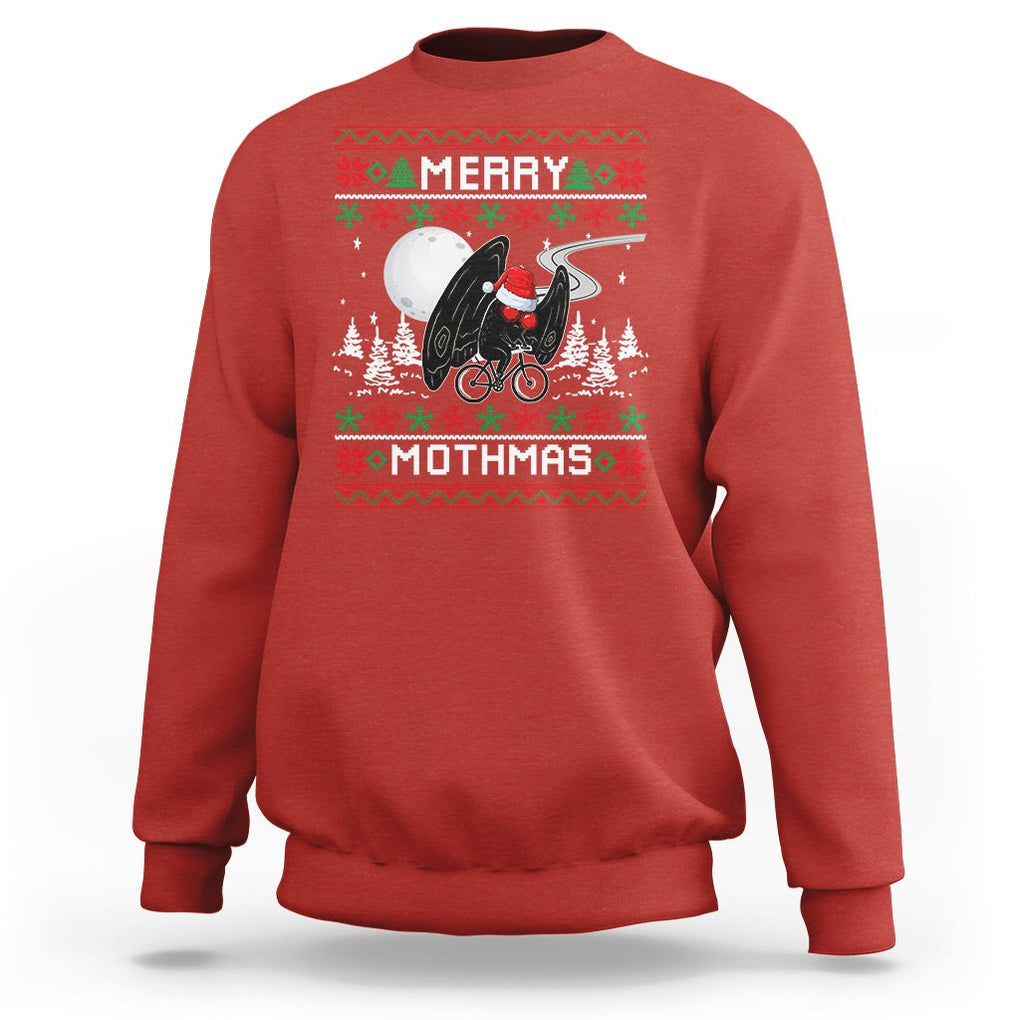 Christmas Sweatshirt Merry Mothmas Santa Mothman Xmas Night TS09 Red Printyourwear