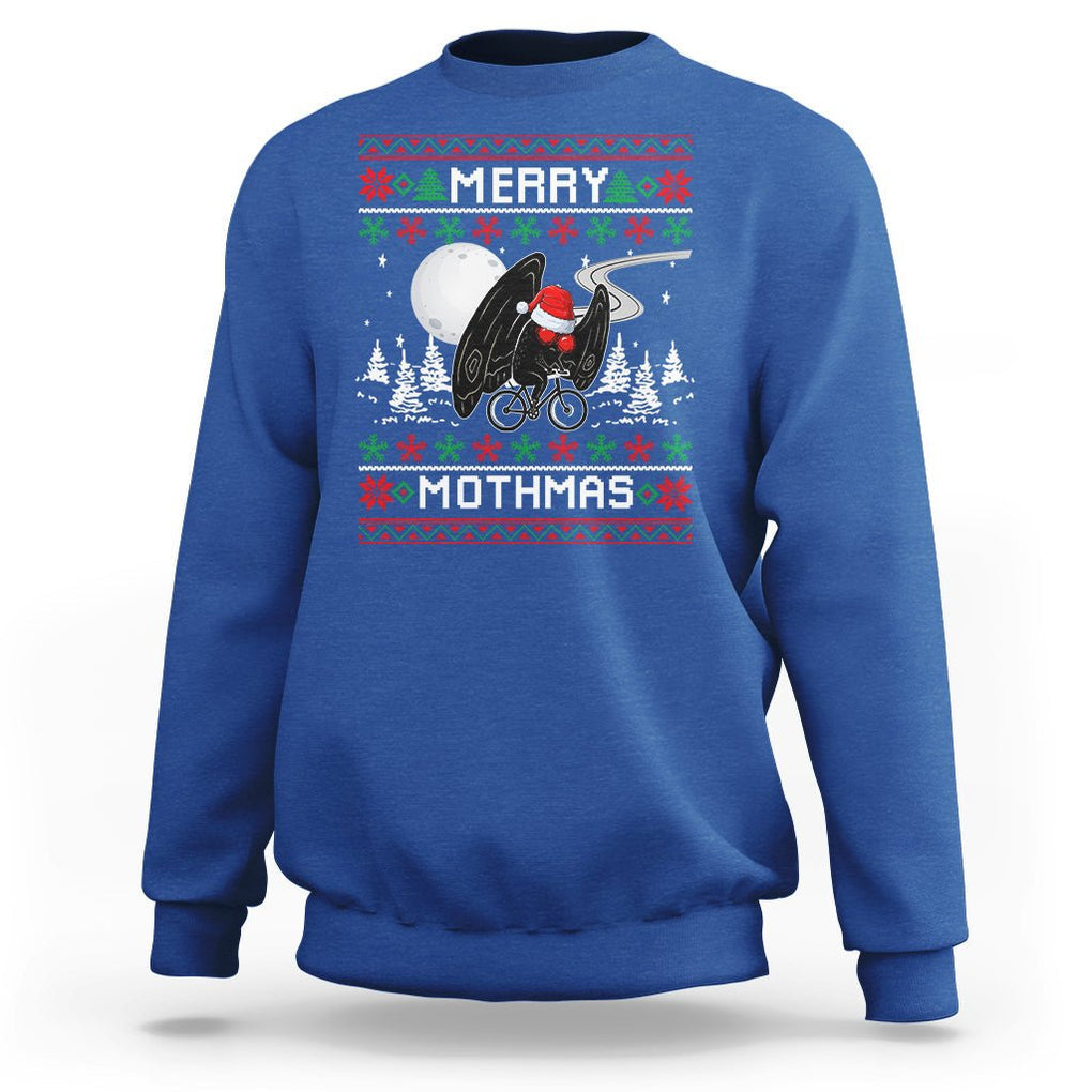 Christmas Sweatshirt Merry Mothmas Santa Mothman Xmas Night TS09 Royal Blue Printyourwear
