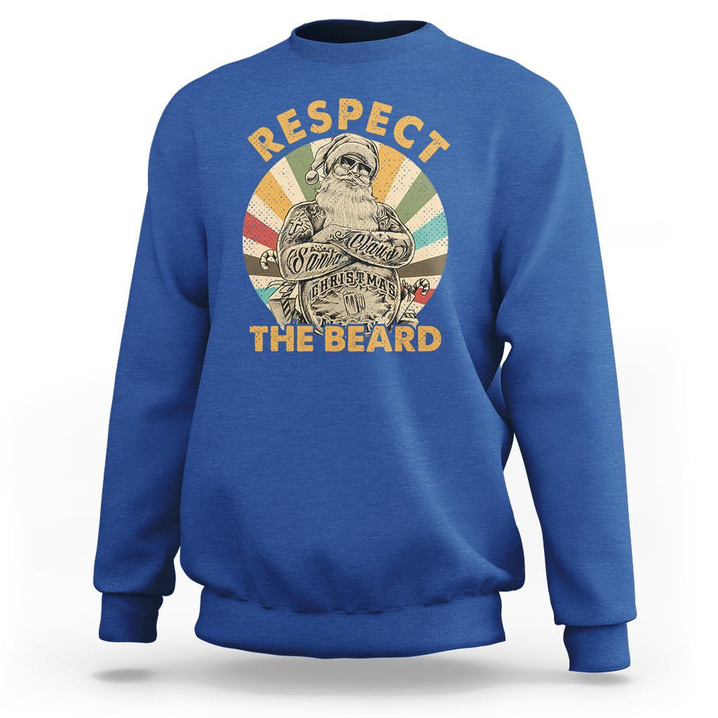 Christmas Sweatshirt Respect The Beard Cool Santa TS09 Royal Blue Printyourwear