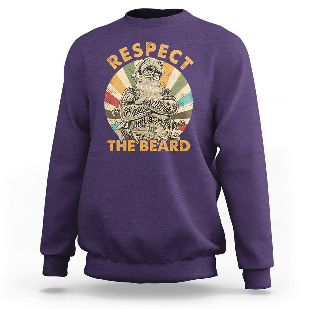 Christmas Sweatshirt Respect The Beard Cool Santa TS09 Purple Printyourwear