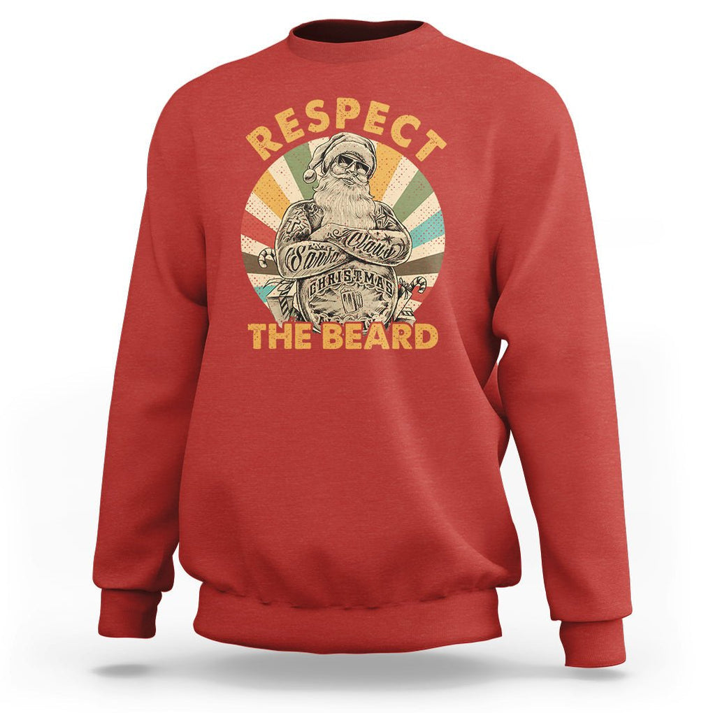 Christmas Sweatshirt Respect The Beard Cool Santa TS09 Red Printyourwear