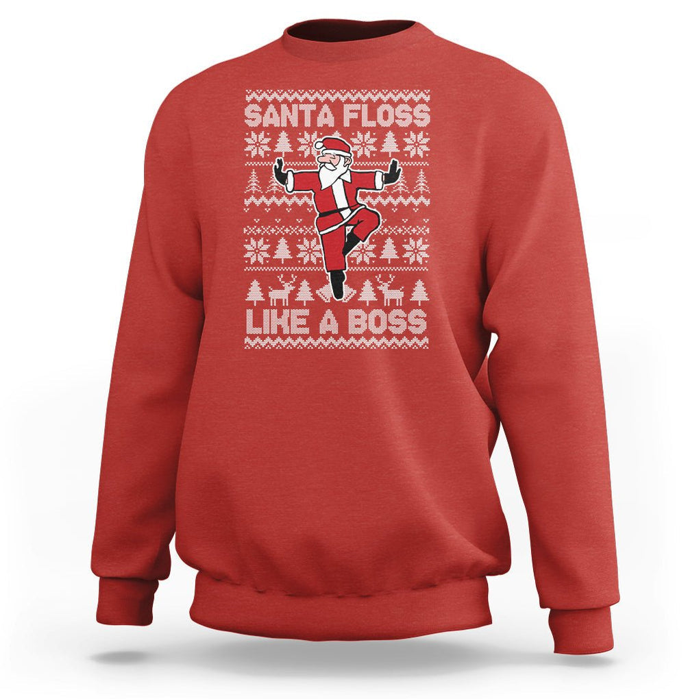 Christmas Sweatshirt Santa Floss Like A Boss Funny Dancing TS09 Red Printyourwear
