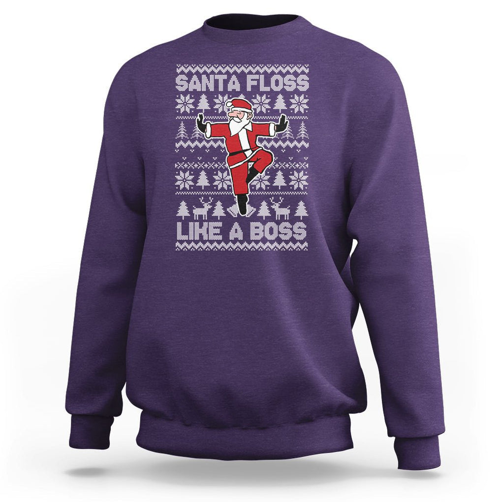 Christmas Sweatshirt Santa Floss Like A Boss Funny Dancing TS09 Purple Printyourwear