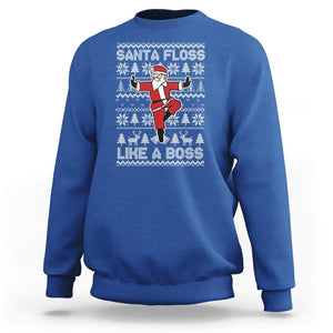 Christmas Sweatshirt Santa Floss Like A Boss Funny Dancing TS09 Royal Blue Printyourwear