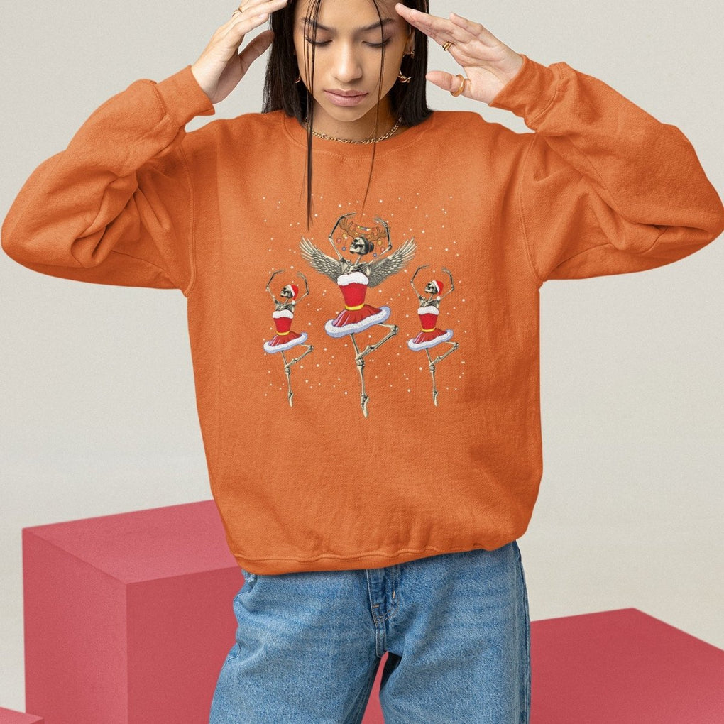 Christmas Sweatshirt Skeleton Dancing Ballet Xmas Ballerina TS09 Navy Printyourwear