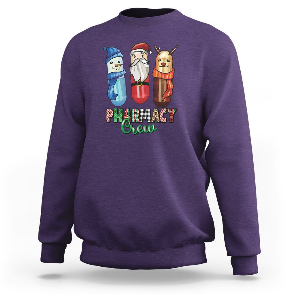 Christmas Sweatshirt Snowman Reindeer Santa Pharmacy Crew TS09 Purple Printyourwear